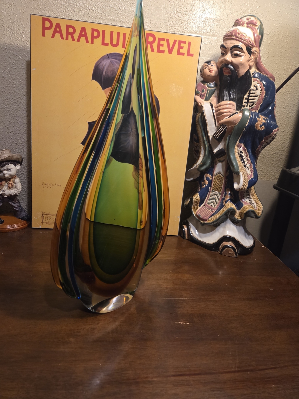 Handblown Glass Teardrop Sculpture - Multicolor